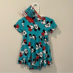 Posh Peanut Smooches Short Sleeve Ruffled Bodysuit Dress & Luxe Bow Headwrap